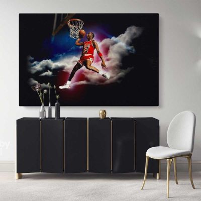 Basketball Player Michael Jordan Canvas with Frame/Rolled Canvas Kids Gaming Zone Home Decor Wall Art Mural Hanging Gift Sports Print Poster