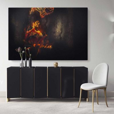 Michael Jordan Basketball Player Canvas with Frame / Rolled Kids Gaming Zone Modern Home Wall Art Mural Hangings Gift Sports Print Poster