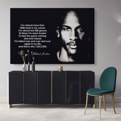 Michael Jordan Basketball Player Motivational Quote Canvas with Frame /Rolled Canvas Wall Art Mural Hangings Gift Sports Lovers Print Poster
