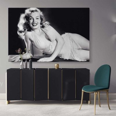 Marilyn Monroe Canvas American Model Wall Artwork Hangings Marilyn Monroe Actress Pop Naked Sexy in Bed White color Dress Blak and White Young Picture Costume