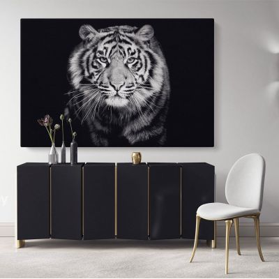 Tiger Large Black and White Photography Canvas Print Poster Love Wall Arts Housewarming Gift Wild Animals Photo Wall Mural Hanging
