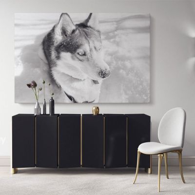 Husky Wolf Black and White Photography Canvas Print Poster Love Wall Art Housewarming Gift Wild Animals Photo Wall Mural Hanging