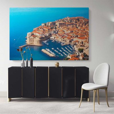 Fortress in Dubrovnik Croatia Walls of Dubrovnik City Skyline Landscape Canvas with Frame Wall Art Print Poster Home Decor Living Mural Gift
