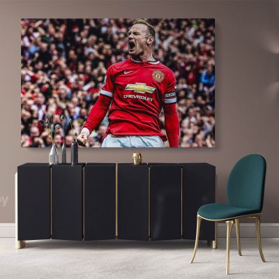 Wayne Rooney Poster Soccer Players Sports Canvas with the Frame/Rolled Canvas Kids Gaming Zone Home Decor Wall Art Mural Hanging Gift Gamer Print
