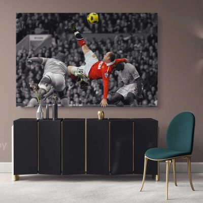 Wayne Rooney Poster Soccer Players Sports Canvas with Frame/Rolled Canvas Kids Gaming Zone Home Decor Wall Art Mural Hanging Gift Gamer Print