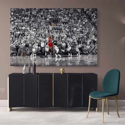Michael Jordan Last Game Shot Poster Basketball Player Canvas with Frame / Rolled Kids Gaming Zone Wall Art Mural Hangings Gift Print Poster