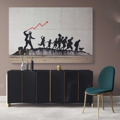 Banksy Street Arts Urban Modern Art Print in Canvas with Frame / Roll Modern Print Poster Abstract Mural Gift Wall Art Hangings