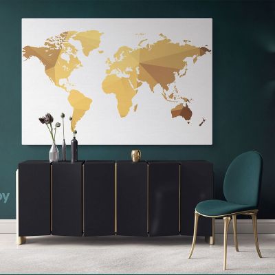 Abstract Large World Map Canvas Print Bright Colors Wall Art Office Decor Modern Wall Canvas Gift Print Wall Artwork Canvas Home for Wall Mural