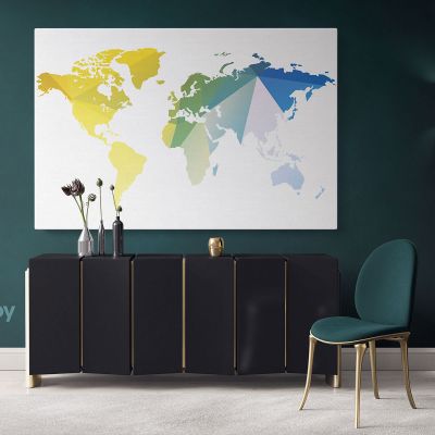 Abstract Large World Map Canvas Print Bright Different Colors Wall Art Office Decor Modern Canvas Gift Print Wall Artwork For Home Wall Mural