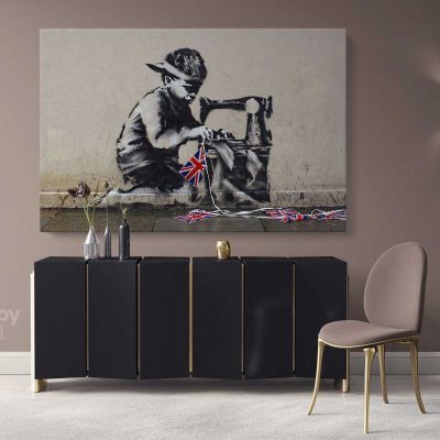 Banksy Style Canvas Graffiti Street Wall Arts Print in Canvas with Frame