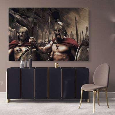 Spartan Warrior Battle Canvas with Frame, Rolled Canvas Wall Mural Hangings Gift Home Decoration Movie Wall Artwork Canvas Spartan Movie Art