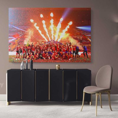 Liverpool Premier League Champions 2019 2020 Soccer Club Canvas Wall Artwork Home Decoration Framed Sports Print Poster Mural Hangings Gift