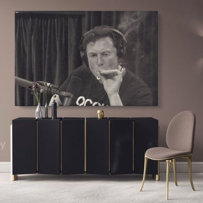 Elon Musk Poster Smoking Weed Canvas Print Poster Canvas Wall Artwork Living Room Home Decoration Frame and Rolled Wall Mural Hangings Gift