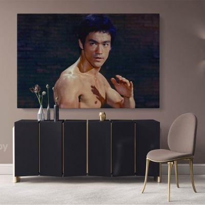 Bruce Lee Poster Martial Art Dragons Canvas with Framed Home Decoration Wall Mural Hangings Gift Wall Artwork Bruce Lee Print Poster Canvas