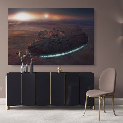 Star Wars Millennium Falcon Spaceship Canvas Wall Art Print Poster Canvas with Frame Artwork Picture Home Decor Wall Hangings Mural Gifts