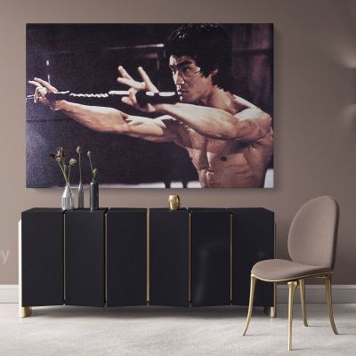 Bruce Lee Poster Martial Art Dragons Canvas with Frame Home Decoration Wall Mural Hangings Gift Wall Artwork Bruce Lee Print Poster Canvas