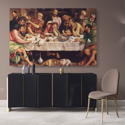 The Last Supper Paintings 8 Hand Painted by Famous Painters Artists Version by Jacopo da Ponte Bassano Wall Art on Canvas as Wall Decoration