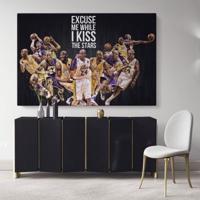 Mamba Mentality Basketball Player Kobe Bryant Photo Print Poster Canvas or Rolled Canvas Home Decor Sports Wall Artwork Mural Hangings Gift