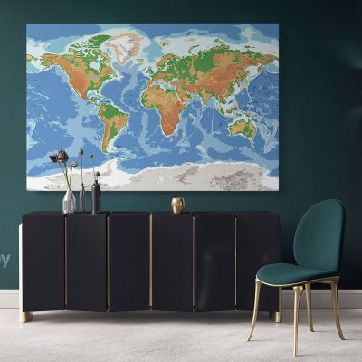 Modern Water Color World Map Canvas Print Large Colorful World Map Playroom Wall Map Wall Art Decor For Home