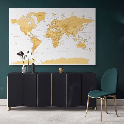 Modern Official World Map Atlas Geography Political Canvas Print In Different Sizes Bedroom Living Room For Canvas Home Decor Gift Map Mural Map