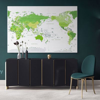 Modern Official World Map Atlas Geography Political Green Canvas Print In Different Sizes Bedroom Living Room Art For Home Decor