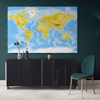World Map Canvas Detailed Official Atlas Geography Political Print In Different Sizes Bedroom Living Room Artwork For Home Decor