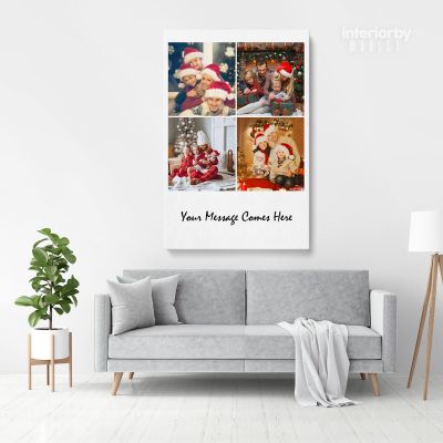 Christmas Gift Personalised 5 Images Collage Canvas Different Sizes Custom Photo