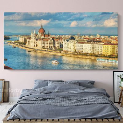 Panoramic Hungarian Parliament Building Canvas with Frame/Roll Wall Hanging Mural Gift Living Room Bedroom Wall Art Canvas Print