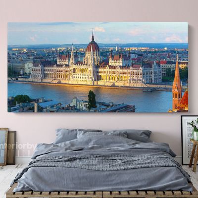 Hungarian Parliament Building Panoramic Canvas with Frame