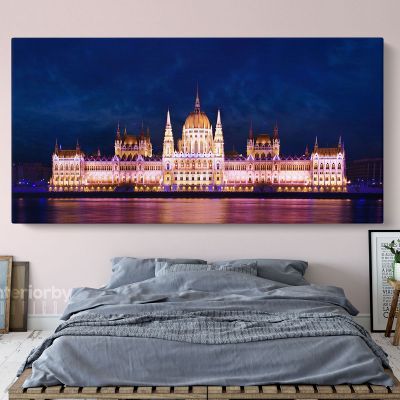 Panoramic Fishermans Bastion Fortress in Budapest Hungary Canvas with Frame