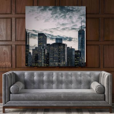 Modern Photography New York Sunset Poster Print Canvas with Frame