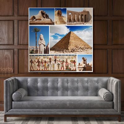 Ancient Egypt Civilization Collage Poster Print Canvas with Frame