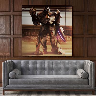 Transformer Robot Sword Kids Gamer Wall Art Modern Abstract Gaming Zone Poster Print Canvas with Frame Wall Hangings Mural Gift