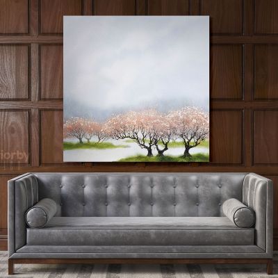Modern Watercolour Spring Tree Paint Canvas with Frame Painting Wall Art Picture Poster Print ation Living Dining Room Mural Gift