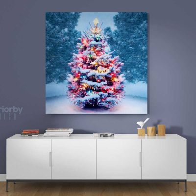Christmas Tree Gift Print Painting Poster Framed Canvas