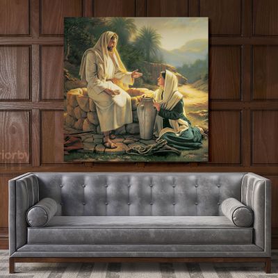 Living Water Jesus Christ and the Samaritan Woman Photo Print Poster Canvas