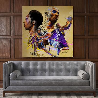 Kobe Bryant Basketball Player Drawing Photo Print on Canvas