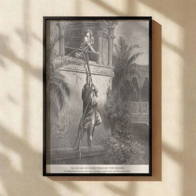 David Escapes by Rope - Gustave Dore Rescue from Palace 