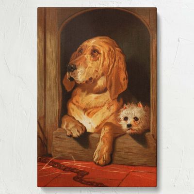 Dignity and Impudence - Noble Hound and Cheeky Terrier Dog Scene By Edwin Landseer 
