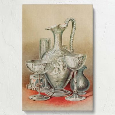 Engraved Glassware - Industrial Arts Illustration from 1851 By Matthew Digby Wyatt 