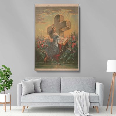 Faith and the Cross - Woman Clinging to Stone Cross with Bible