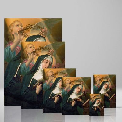 Female Saint with Crucifix - Angel Crowning Her with Thorns