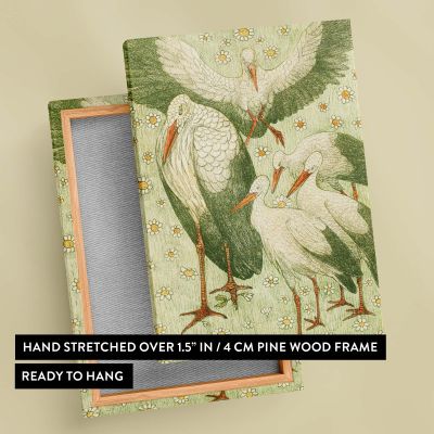 Five Storks in a Meadow - Charming Dutch Bird Scene By Theo van Hoytema 