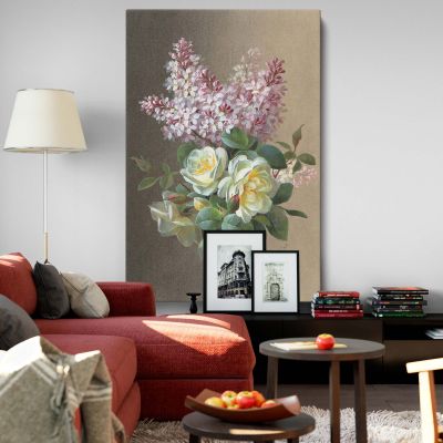 Flowers, Roses, and Lilacs - Vintage Floral Bouquet in Soft Pastels By Paul de Longpre 