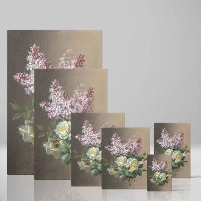 Flowers, Roses, and Lilacs - Vintage Floral Bouquet in Soft Pastels By Paul de Longpre 