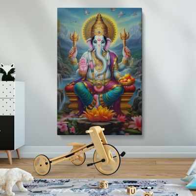 Ganesha on Golden Throne - Sweet Bowl & Divine Aura