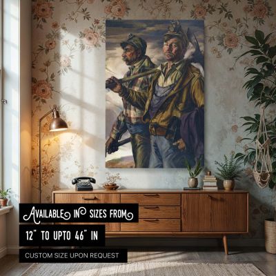 Homeward Workers by Frank Cohen Kirk - Intense Sky and Pickaxe Laborers 
