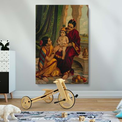 Infant Krishna on Yasoda's Lap - Devotional Moment By Raja Ravi Varma 