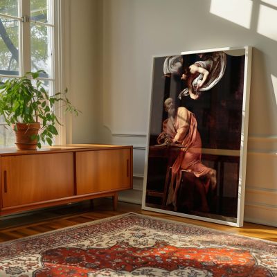 Inspiration of Saint Matthew - Angelic Guidance Scene by Caravaggio 