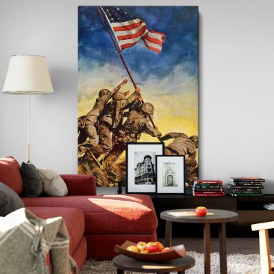 Iwo Jima - Marines Raising U.S. Flag WWII Poster Art